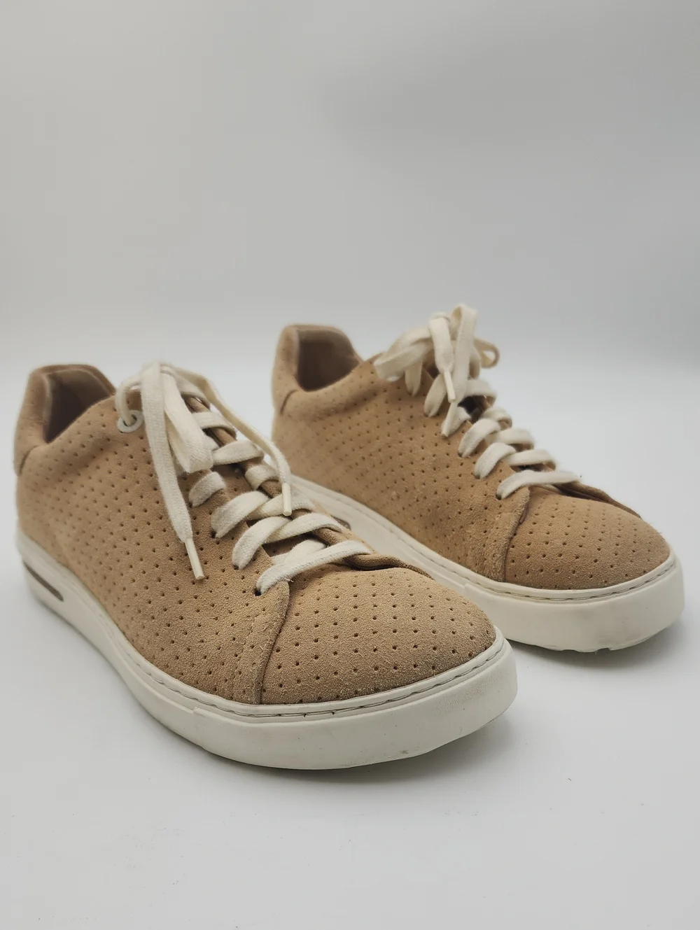 Birkenstock Women's Suede bend low Sneaker in Tan with White Laces Size 7